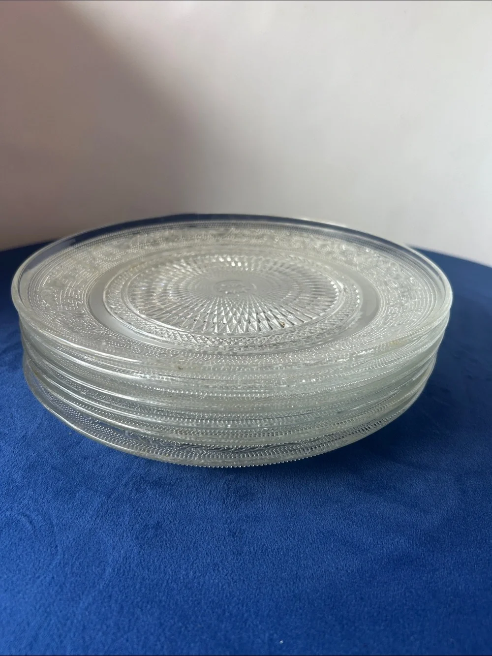 Clear Pressed Glass Serving Platter - Decorative Vintage-Inspired Design